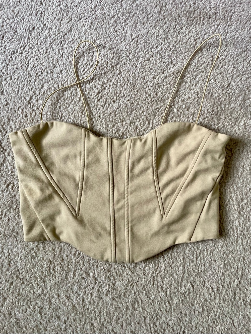 Beige Bustier Camisole with Spaghetti Straps
